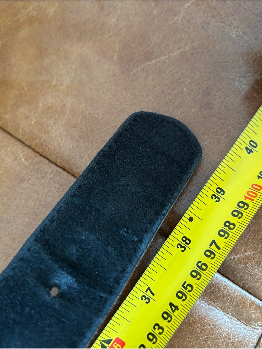 Vermillion Black Suede Belt Gold Lion Buckle Made in Canada Old Money Vintage - Picture 10 of 10